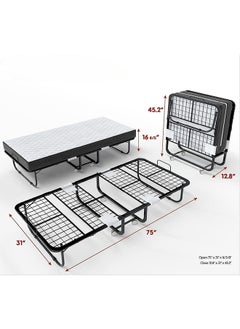 Folding Bed with Memory Foam Mattress, Portable Foldable Beds Strong Sturdy Frame, Rollaway Beds for Home and Office,white,190 * 80cm,00216 - pzsku/ZE31EDDF235A310ED0FBFZ/45/_/1714992061/9172ccda-1aaa-4213-acc0-bad562577db8