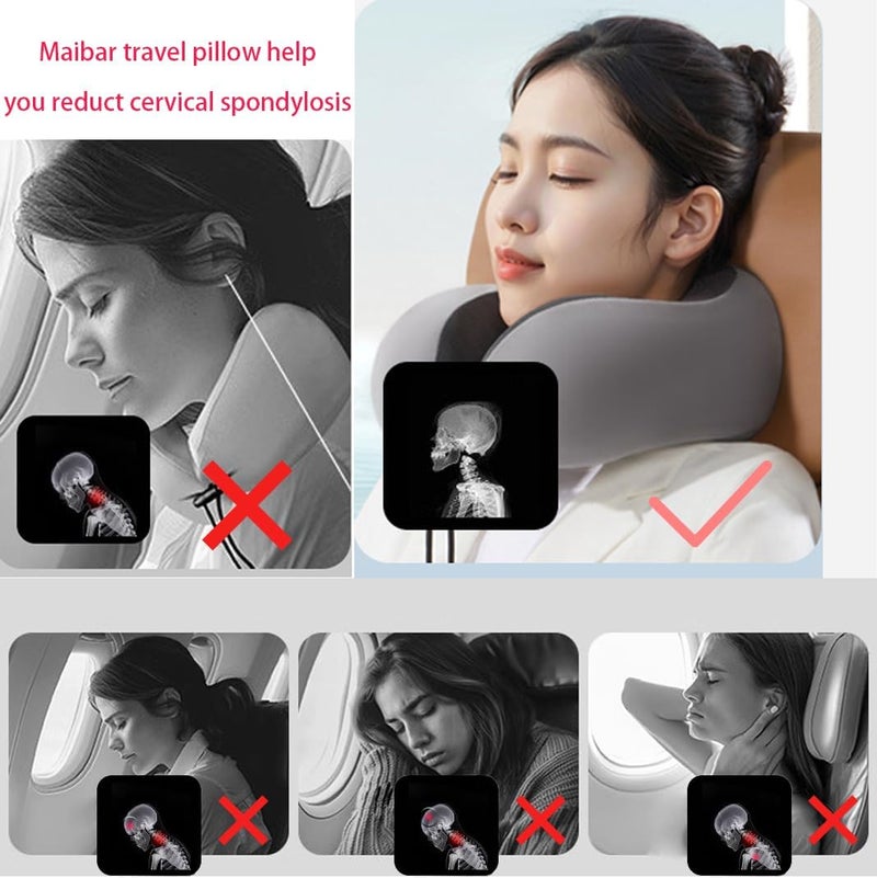 jidachuang Neck Pillow for Traveling Memory Foam Travel Pillow for Airplanes for Adult (C-Pink) - Image 5