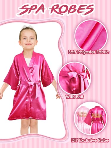 Jecery 7 Pcs Birthday Squad Robe Birthday Princess Robe Spa Party Supplies Unicorn Slumber Pajamas for GirlsPink and Rose Red Size 10 - Image 3