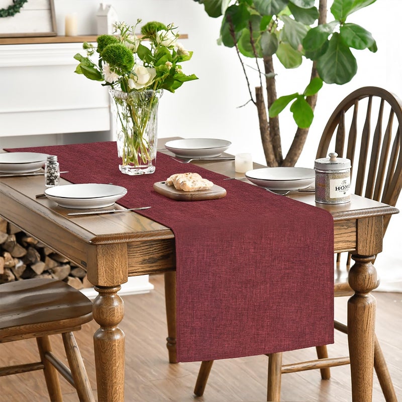 Artoid Mode Dark Red Summer Table Runner, 13x36 Inch Seasonal Fall Autumn Machine Washable Kitchen Dining Table Decoration for Home Party Decor - Image 2