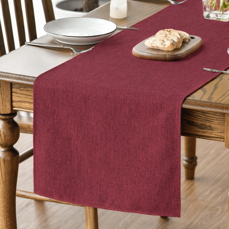 Artoid Mode Dark Red Summer Table Runner, 13x36 Inch Seasonal Fall Autumn Machine Washable Kitchen Dining Table Decoration for Home Party Decor - Image 1