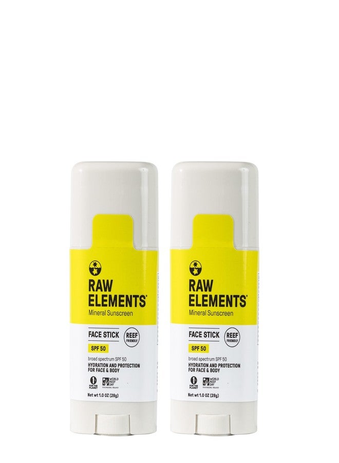 Raw Elements Face Stick SPF 50 All-Natural Mineral Sunscreen - Reef Safe, Water Resistant, Broad Spectrum UVA/UVB Protection, Safe For All Ages, Travel Size 1 oz 2PK - Image 1