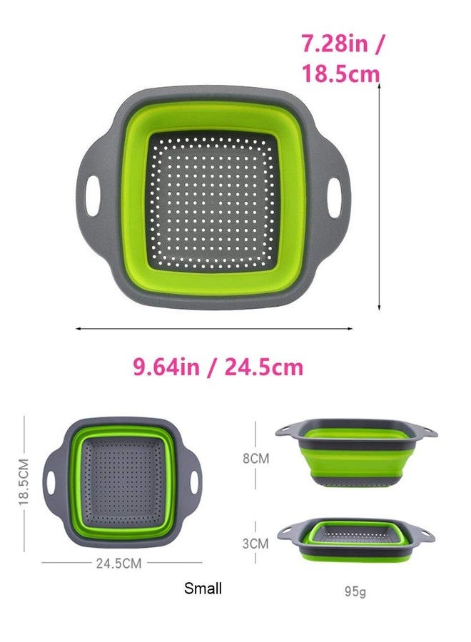 TREXEE Retractable Square 1 Pc Foldable Fruit Vegetables Washing Bowl Drying Basket with Drain Holes/Silicone Storage Organizer Collapsible(Multicolor)(Small) - Image 5