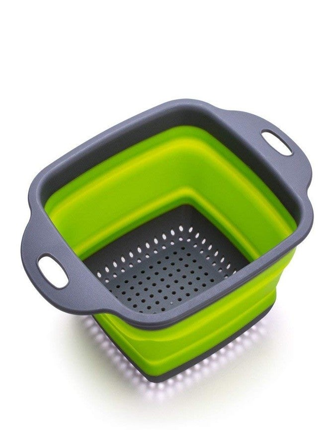 TREXEE Retractable Square 1 Pc Foldable Fruit Vegetables Washing Bowl Drying Basket with Drain Holes/Silicone Storage Organizer Collapsible(Multicolor)(Small) - Image 1