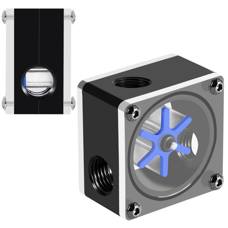 PC Water Cooling Flow Meter Indicator - 6 Impeller High-Quality POM Acrylic Water Flow Meter for PC Water Cooling System with Silicone Sealing Ring Easy Install - Image 2