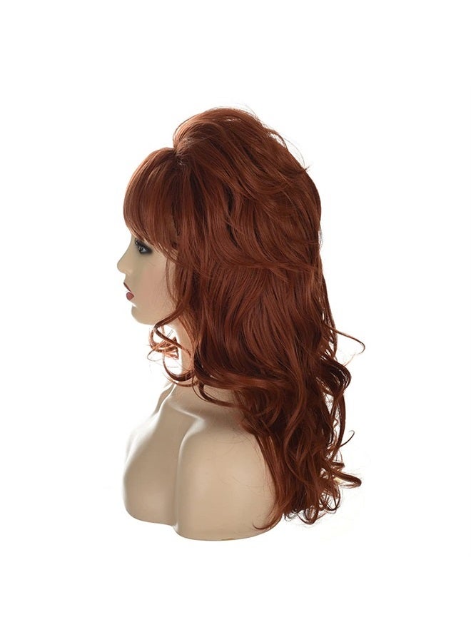 FVCENT 80s housewife wig Big Bouffant Hair Long Wavy Classical Beehive Wigs with Bangs Married Costumes for Women (Auburn) - Image 5