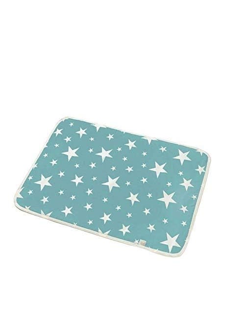 Syga SYGA Baby 1 Piece Large Waterproof Bed Protector Dry Sheet,Washable Reusable Bed Protector_Blue Star  - Image 2