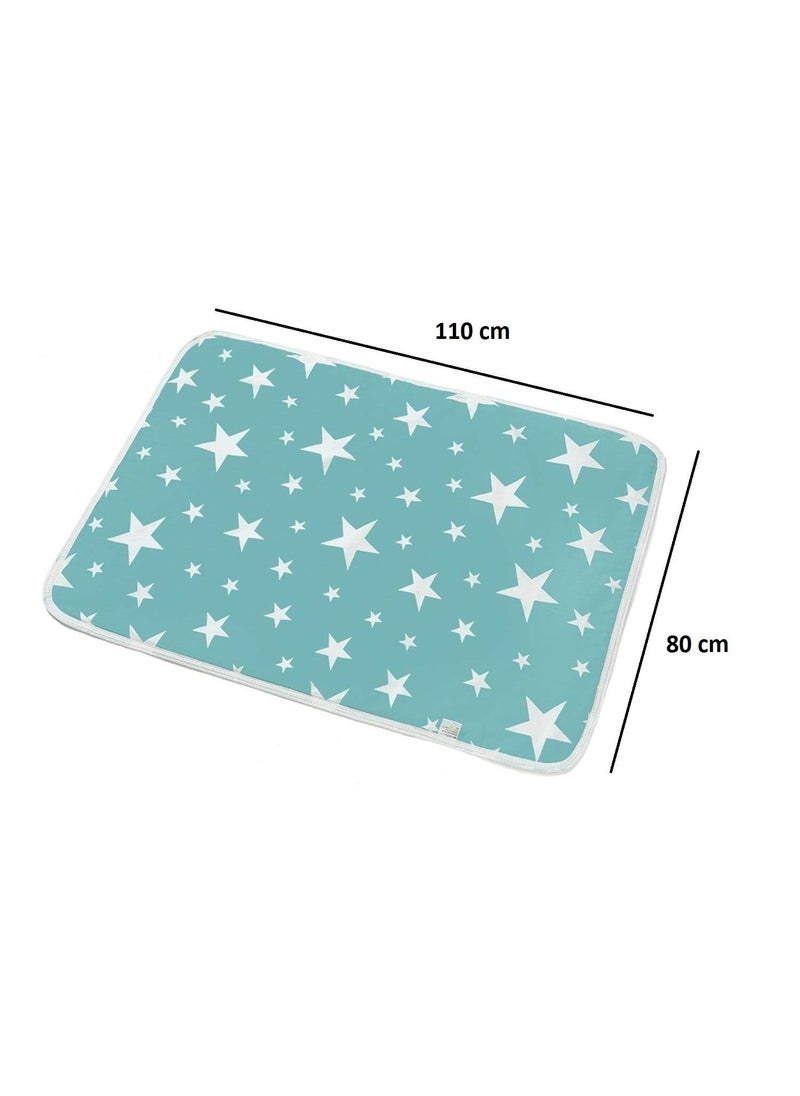 Syga SYGA Baby 1 Piece Large Waterproof Bed Protector Dry Sheet,Washable Reusable Bed Protector_Blue Star  - Image 3