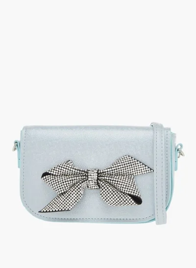 Celeste Girls Bow Embellished Crossbody Bag with Chain Detail Strap and Flap Closure