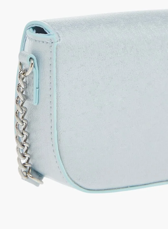 Celeste Girls Bow Embellished Crossbody Bag with Chain Detail Strap and Flap Closure