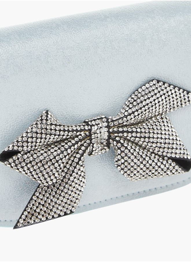 Celeste Girls Bow Embellished Crossbody Bag with Chain Detail Strap and Flap Closure  - Image 4
