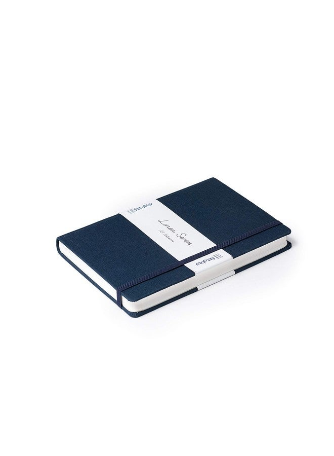 Kitabby – Linen Series – A5 Size Hard Bound Notebook with Pen, Elastic Band and Back Pocket – 192 Pages – 80gsm Natural Shade Paper – Linen Fabric Cover Material – Navy Blue - Image 2