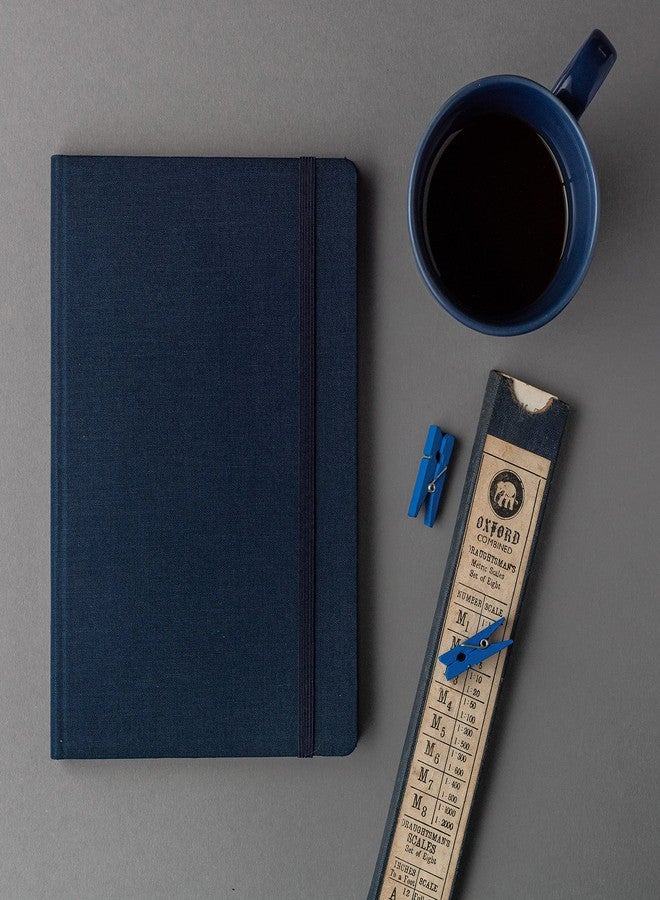 Kitabby – Linen Series – A5 Size Hard Bound Notebook with Pen, Elastic Band and Back Pocket – 192 Pages – 80gsm Natural Shade Paper – Linen Fabric Cover Material – Navy Blue - Image 3