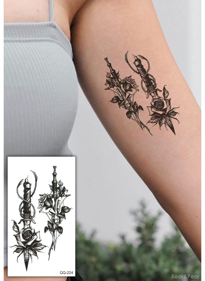 BP Tattoo - مجموعة خناجر من 2 سيوف وتاتو الورود - Image 1