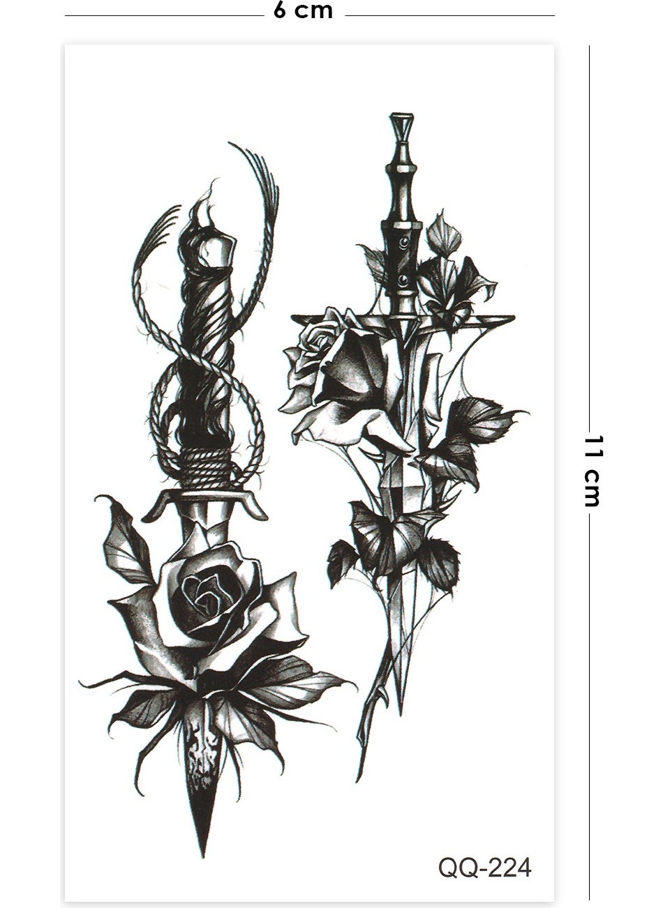 BP Tattoo - مجموعة خناجر من 2 سيوف وتاتو الورود - Image 1