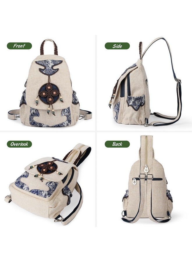 AULUDA AULUDA Lady's Convertible Sling Bag, Hand Craft Artisan Purse, Flower Straw Garden Stylish Canvas Casual Day Mini Backpack for Women - Image 2