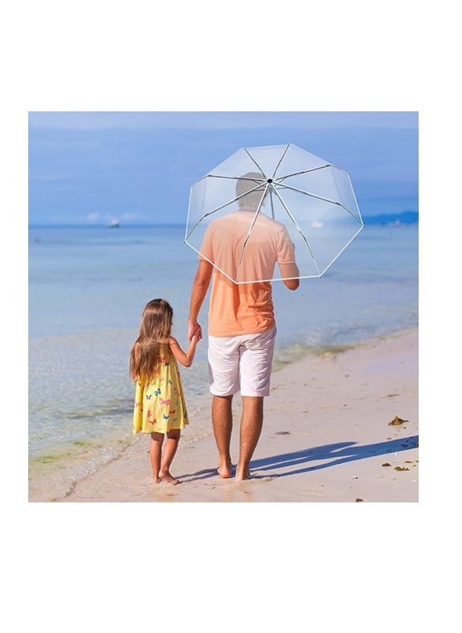 Generic Clear Umbrella Transparent Portable Umbrella Compact Foldable Umbrella Manual Open Close Folding Umbrellas for Wedding Travel Dating 2 Pcs  - Image 3