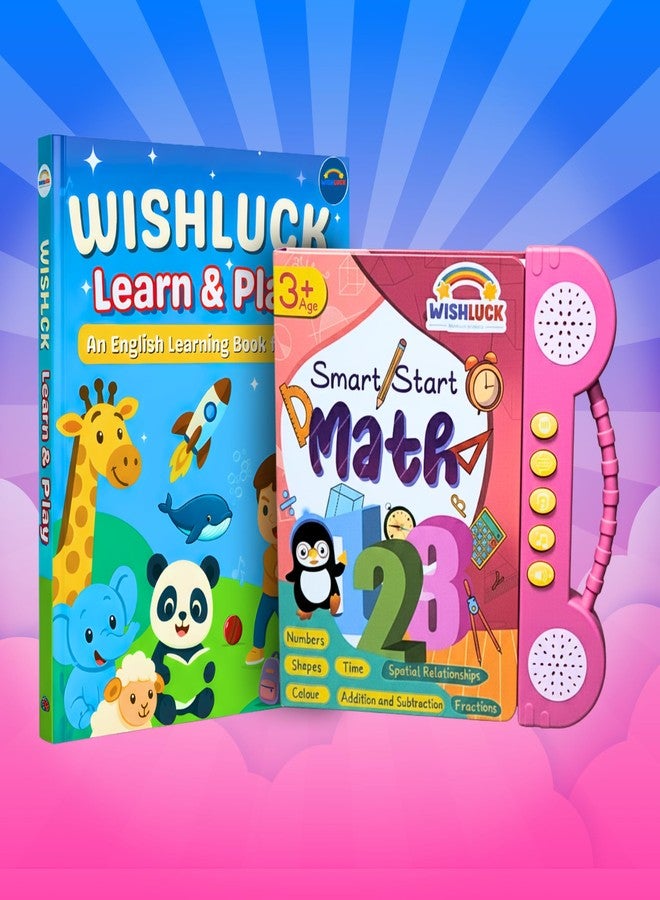 WishLuck Learn and Play Sound Book with Smart Start Math Talking Book for Kids Educational Audio Books for Toddlers Age 2 3 4 5 Early Learning Numbers Shapes English Learning Combo - Image 1