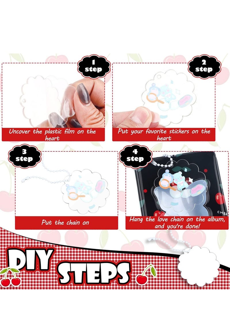 Y&D 3 Inch Mini Photo Album Set Kpop Photocard Holder Book Binder With Pendant And Diy Keychian For Collecting Picture, 40 Pockets(Cherry, Butterfly) - Image 4