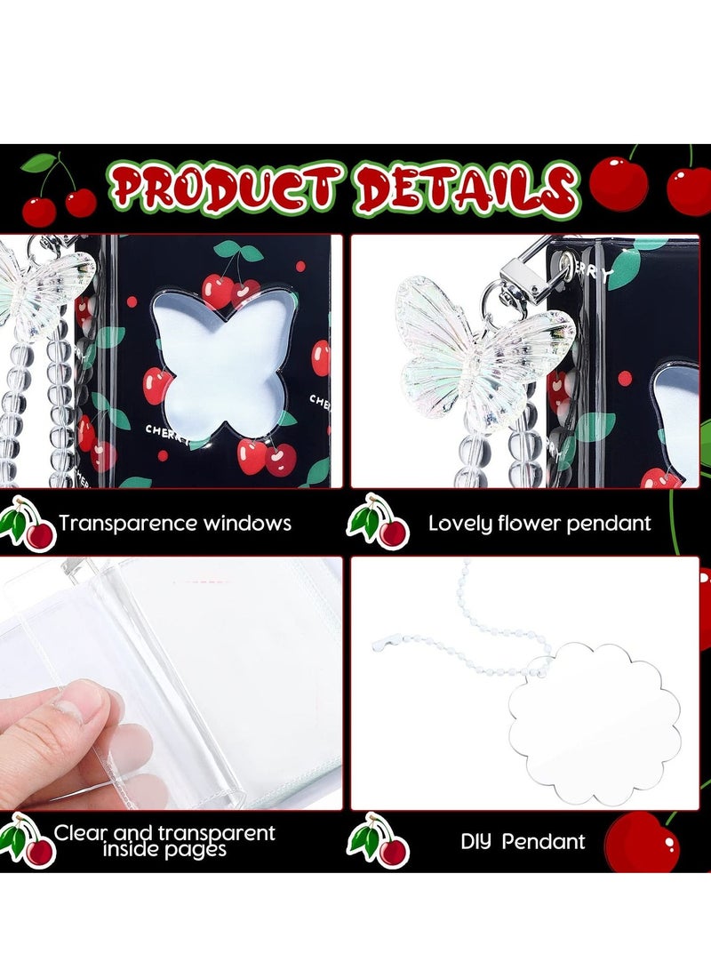 Y&D 3 Inch Mini Photo Album Set Kpop Photocard Holder Book Binder With Pendant And Diy Keychian For Collecting Picture, 40 Pockets(Cherry, Butterfly) - Image 3