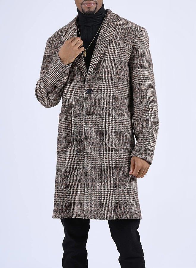 Springrain Men's Wool Blend Pea Coat Notched Collar Single Breasted Overcoat Warm Winter Trench Coat(Khaki-XS) - Image 2