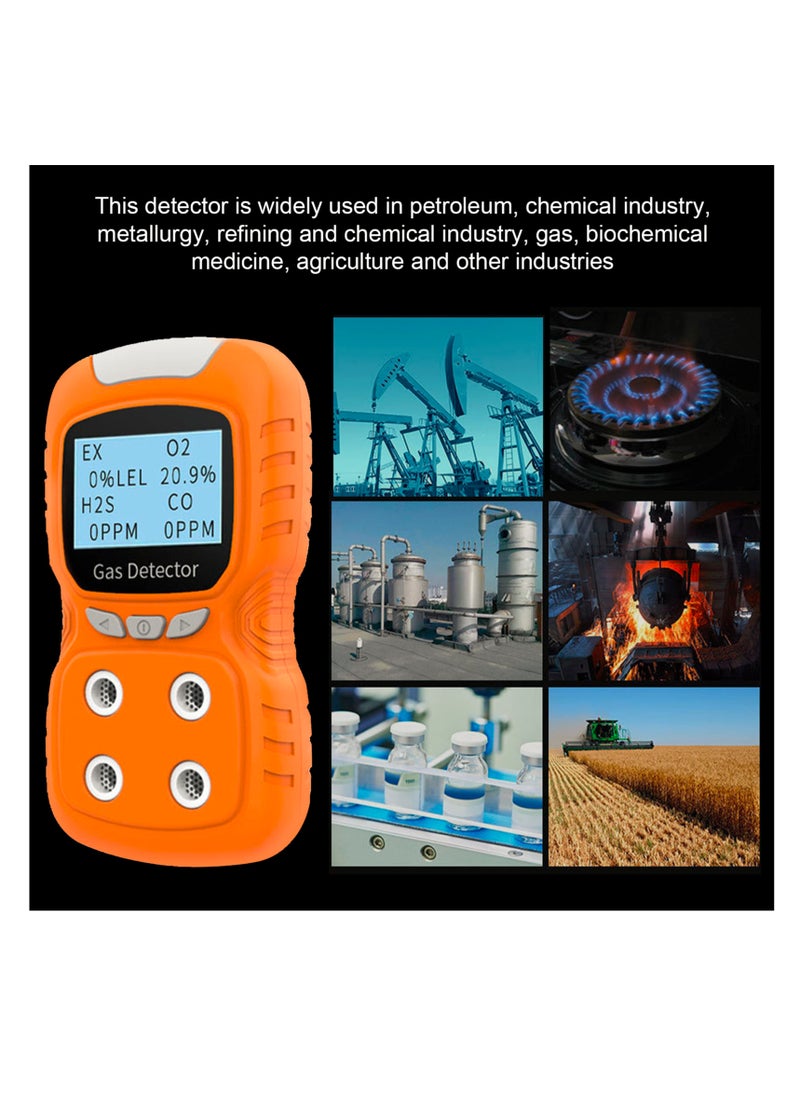 Aoresac 4-Gas Monitor Meter Tester Analyzer Portable Gas Detector CO Monitor Digital Toxic Gas Detector Rechargeable LCD Display Sound Light Vibration Alarm Air Quality Tester  - Image 4