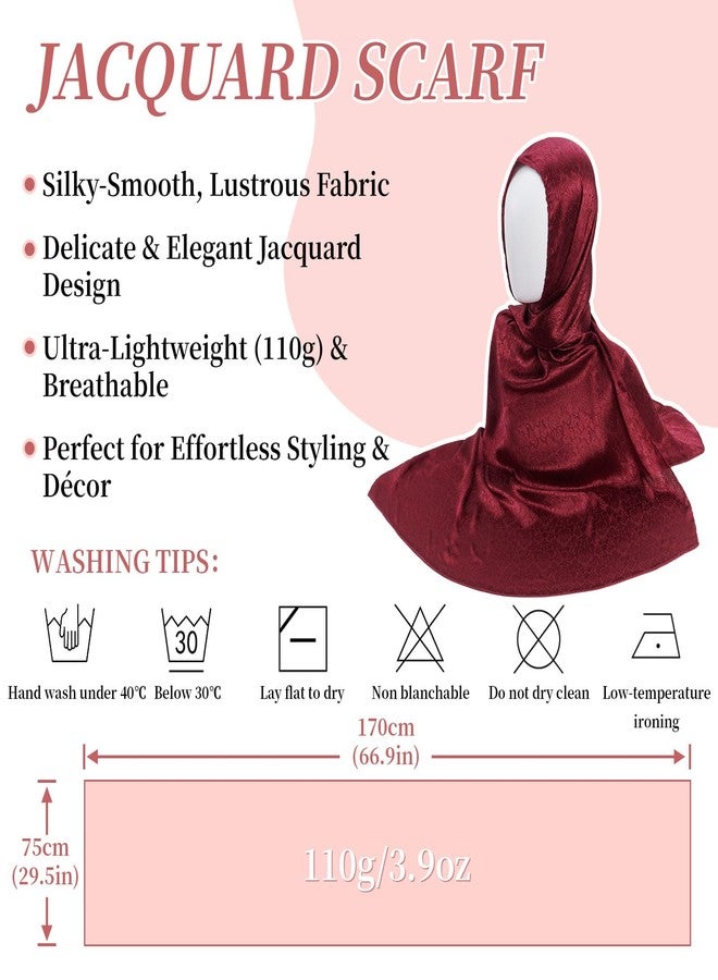 QIUTIMIY Silk Jacquard Shawl Wraps for Women, Solid Color Reversible Formal Pashmina Scarf Evening Dress Stole (Red) - Image 5