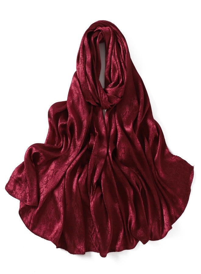 QIUTIMIY Silk Jacquard Shawl Wraps for Women, Solid Color Reversible Formal Pashmina Scarf Evening Dress Stole (Red) - Image 1