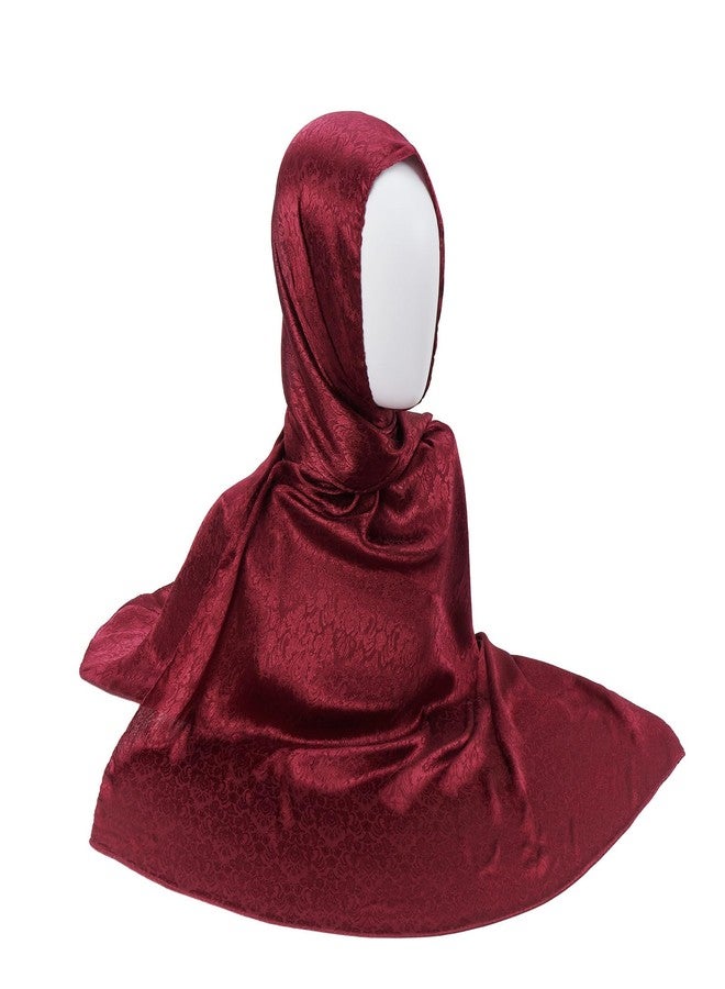 QIUTIMIY Silk Jacquard Shawl Wraps for Women, Solid Color Reversible Formal Pashmina Scarf Evening Dress Stole (Red) - Image 2