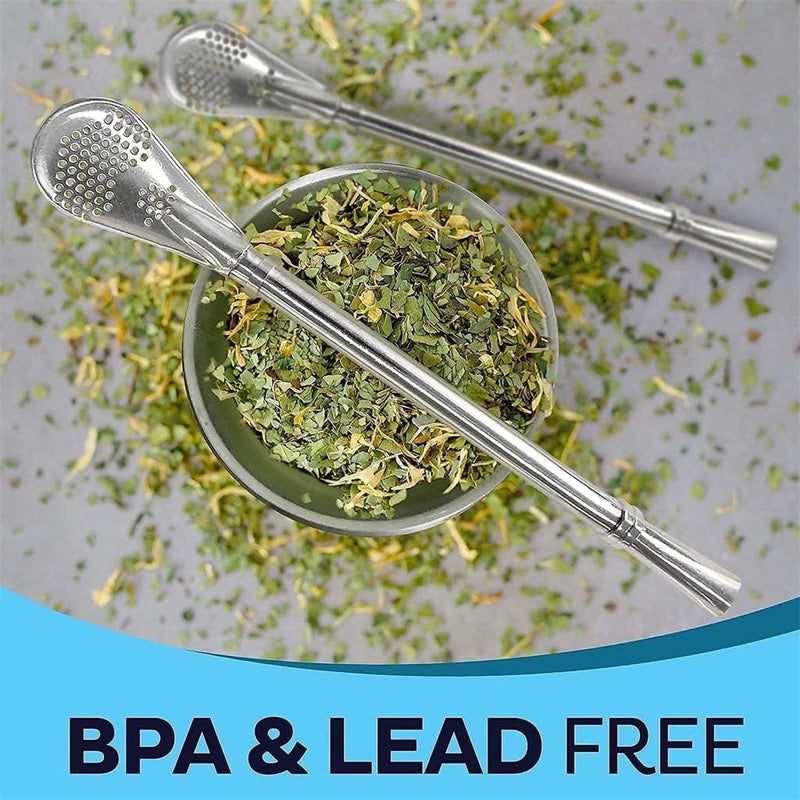 Zikra Yerba Mate Tea Cup And Bombilla Straw Set 12oz double-wall Stainless Coffee Water Tea Cup Natural Mate Gourd Cup Kit For Yerba Mate Loose Leaf Drinking, Easy to Clean (Discolored Blue) - Image 2
