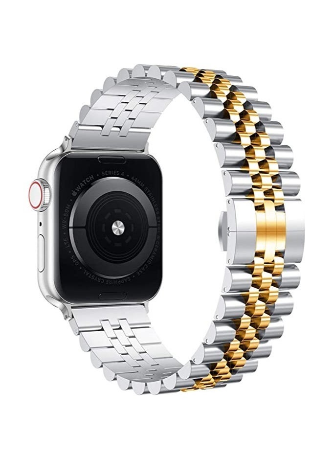 Compatible with Apple Watch Band Series 5 44mm 42mm, Stainless Steel iWatch Band with Butterfly Folding Clasp for iWatch Band Series 5/4/3/2/1