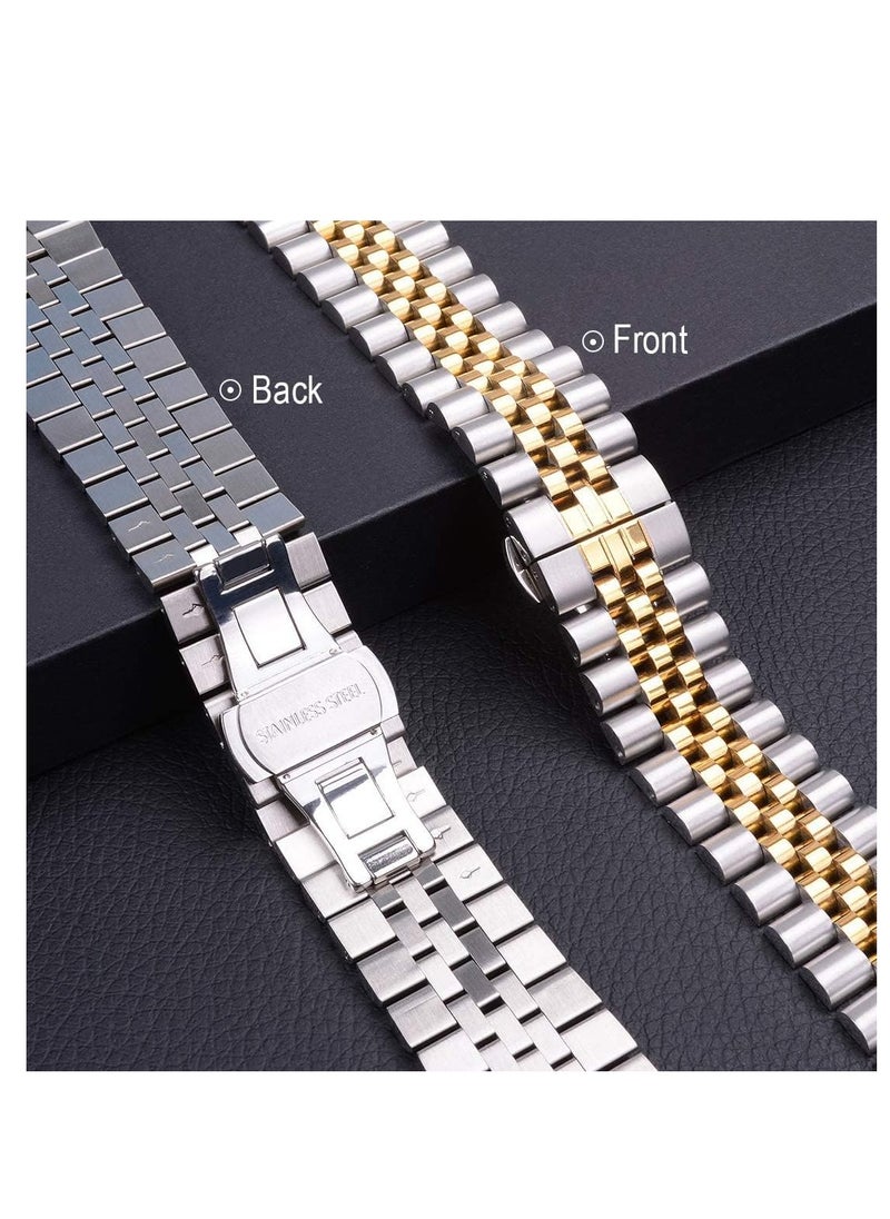 Compatible with Apple Watch Band Series 5 44mm 42mm, Stainless Steel iWatch Band with Butterfly Folding Clasp for iWatch Band Series 5/4/3/2/1