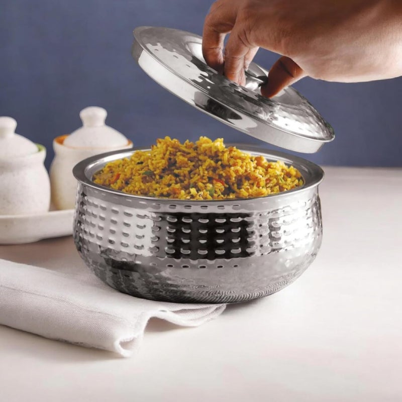 VIPREKHO VIPREKHO Blossom Steel Casserole | Hot Delight Double Wall Stainless Steel Blossom Casserole Insulated Thermal Serving Bowl, Elegant Hot Pot Food Warmer Casserole with Steel Lid | 1 Pcs (1800ML)  - Image 3