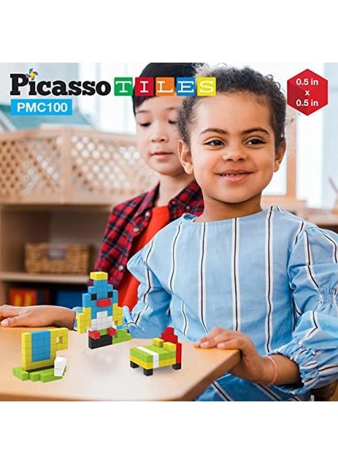 PicassoTiles - 0.5 Pixel Magnetic Puzzle Cube 100 Piece Mix And Match Cubes Sensory Toys Steam Education Learning Building Block Magnets Children Construction Toy Set Stacking Magnet Creative Kit Pmc100 - Image 1