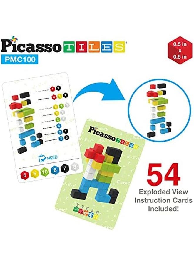 PicassoTiles - 0.5 Pixel Magnetic Puzzle Cube 100 Piece Mix And Match Cubes Sensory Toys Steam Education Learning Building Block Magnets Children Construction Toy Set Stacking Magnet Creative Kit Pmc100 - Image 1