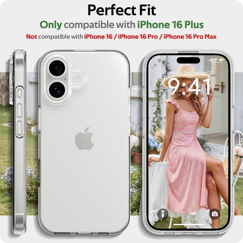 Aookay Crystal Clear Case for iPhone 16 Plus, [ Not Yellowing ] [ Camera Protection ] [ Military Grade Drop Tested ] Transparent Shockproof Protective Soft Silicone Slim Cover (iPhone 16 - Image 2