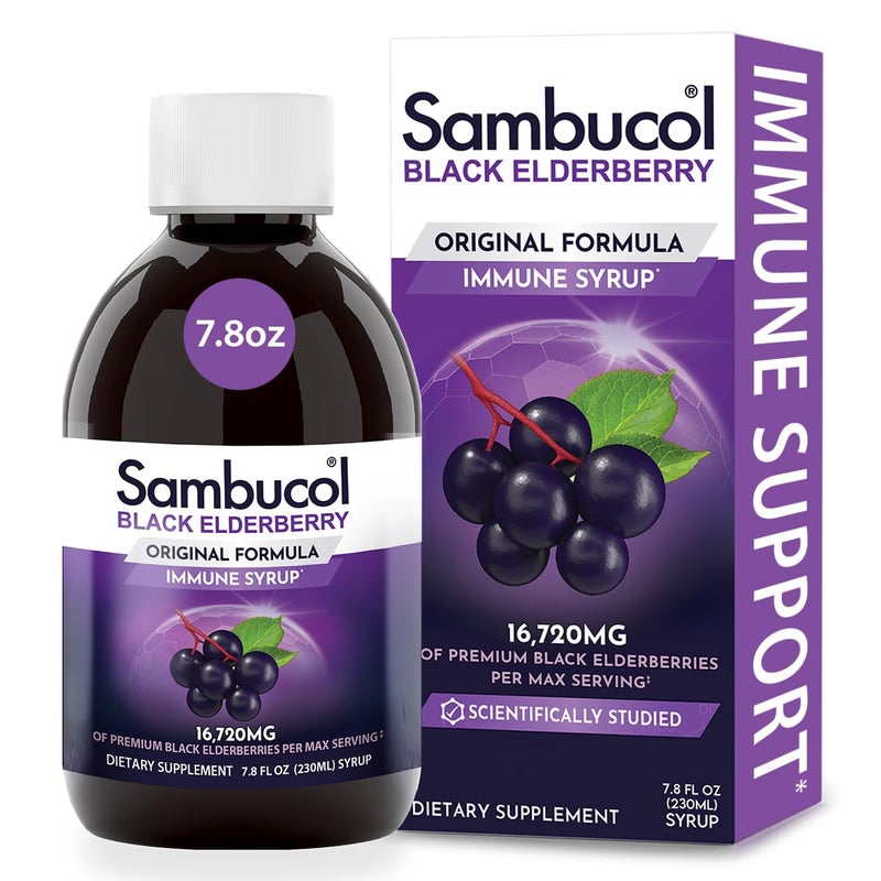 Sambucol Black Elderberry Syrup - Sambucus Elderberry Syrup for Adults Immune Support, Elderberry Liquid, Elderberry Extract, Gluten Free - 7.8 Fl Oz - Image 1
