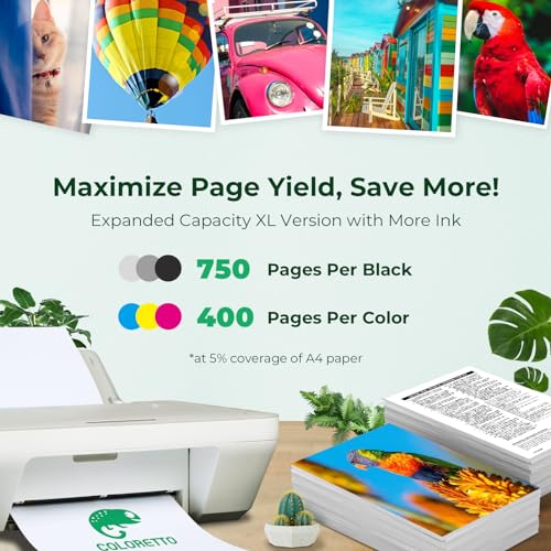 COLORETTO خراطيش حبر بديلة COLORETTO المعاد تصنيعها لطابعة HP 901XL للاستخدام مع HP Officejet 4500 G510a G510g G510n J4500 J4524 J4624 J4660 J468 (1 أسود + 1 ملون) حزمة كومبو - Image 4
