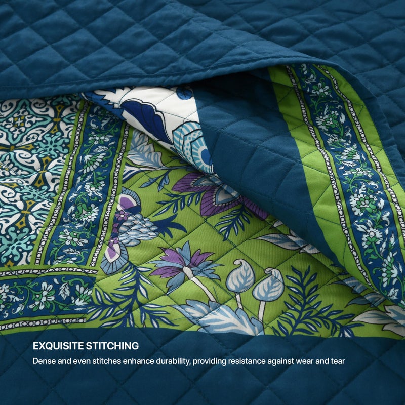 TEXSTEAD Queen Quilt Set for Bed - 100% Cotton Quilts Patchwork Comforter Coverlet Bedspread Reversible 90"x90" with 2 Pillow Shams - Image 5