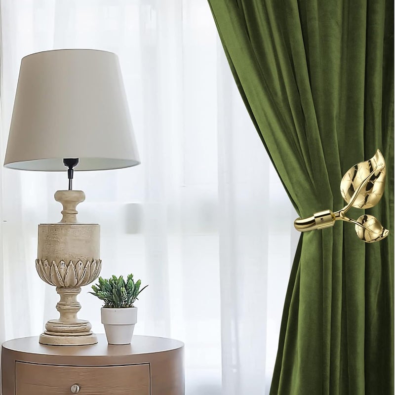 HIKMLK Leaf Curtain Holdbacks 2pcs, Handmade Metal Bronze Curtain Holders for Wall Decor, Antique Brass Curtain Tieback for Drapes Vintage Window Decoration (Vintage Golden) - Image 5