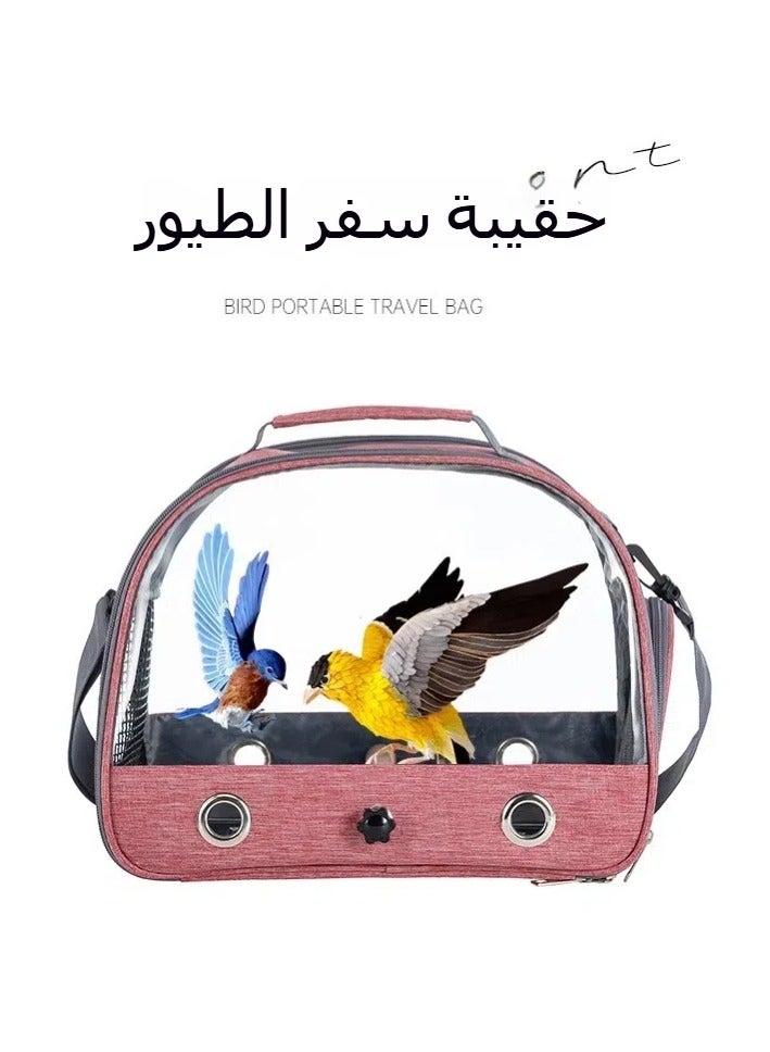 general Parrot Takeout Bag Portable Bird Bag Outgoing Foldable Pet Bag Hamster Rabbit Small Pet Outgoing Cage Watermelon Red (including station stick + steel plate) - Image 1