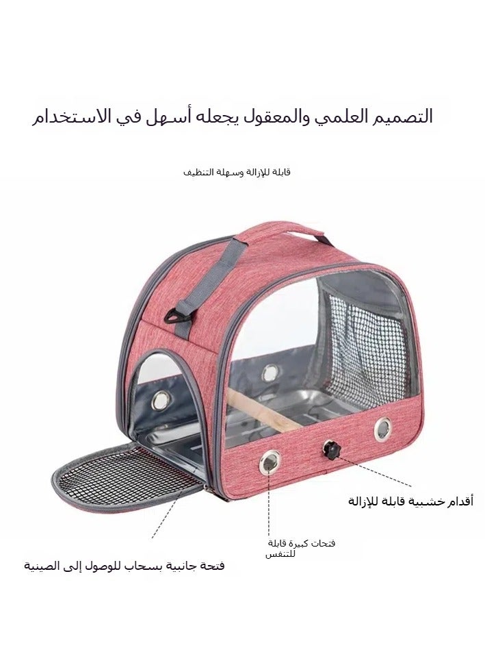 general Parrot Takeout Bag Portable Bird Bag Outgoing Foldable Pet Bag Hamster Rabbit Small Pet Outgoing Cage Watermelon Red (including station stick + steel plate) - Image 2