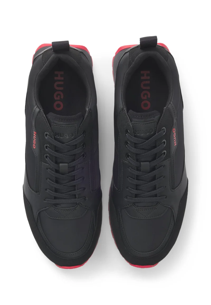 HUGO black Mixed-material sneakers with branded accents for Men | Best Price UAE