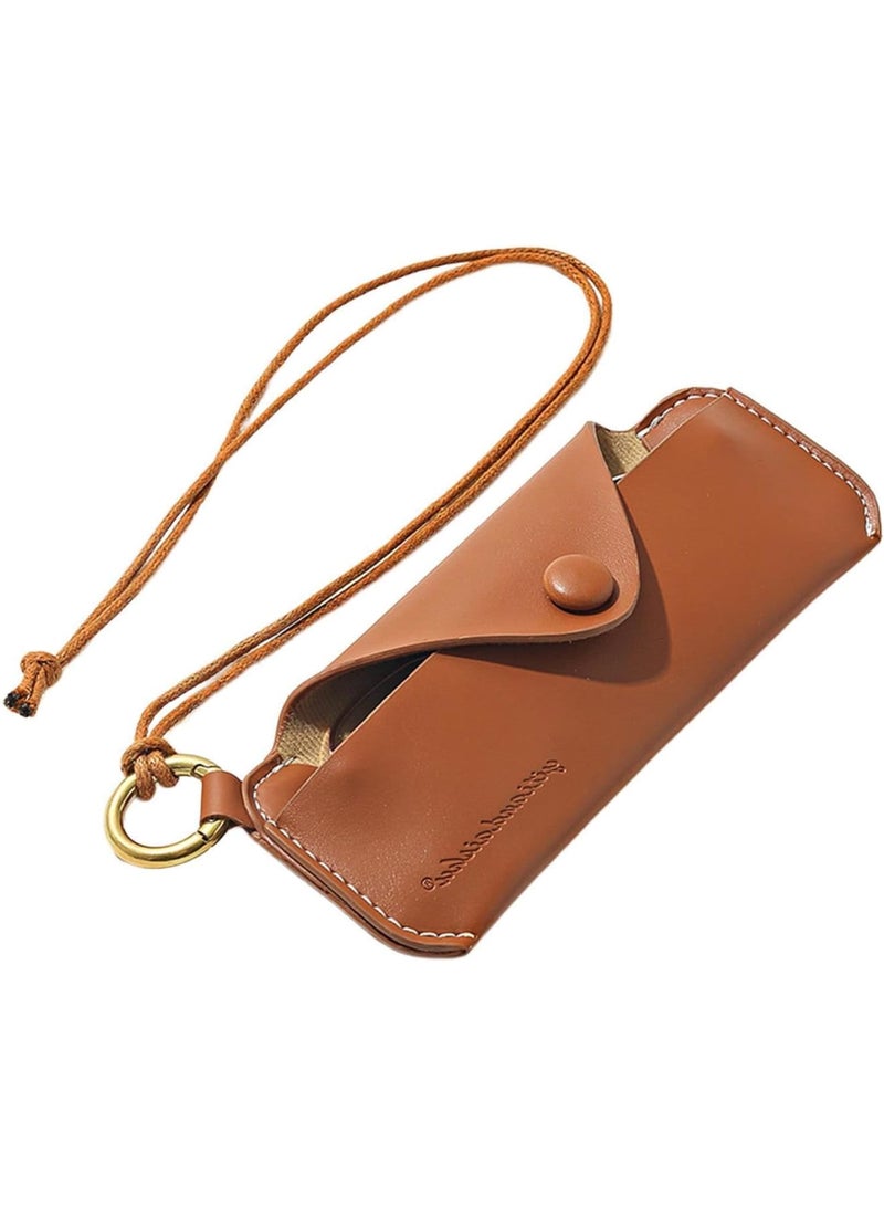 SOLARAE Leather Glasses Case, Soft, Portable, Universal, Vintage Style, Black - Image 1