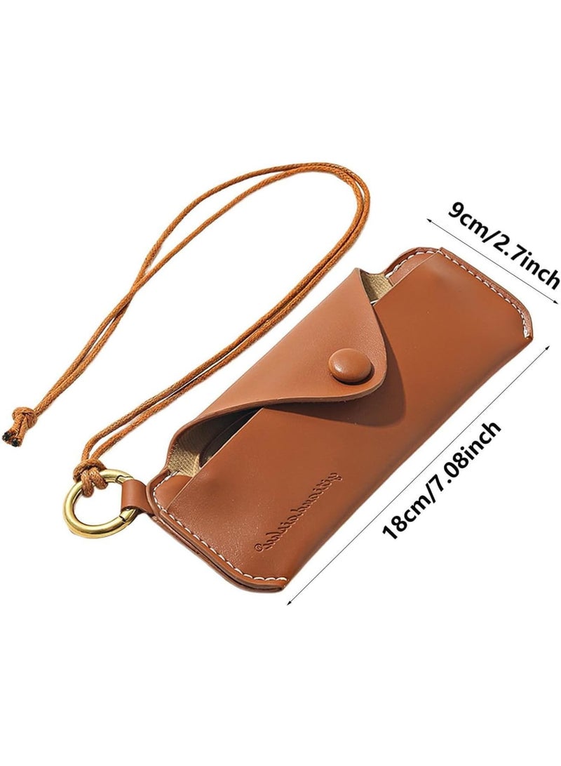 SOLARAE Leather Glasses Case, Soft, Portable, Universal, Vintage Style, Black - Image 5