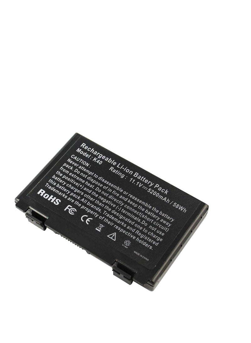 Terabyte 4400.0 mAh Replacement Laptop Battery For Asus F52 F82 K40c K40id K50il K50ab K60 K70 X65 X5e A32-f82 A32-f52 Series Black - Image 1