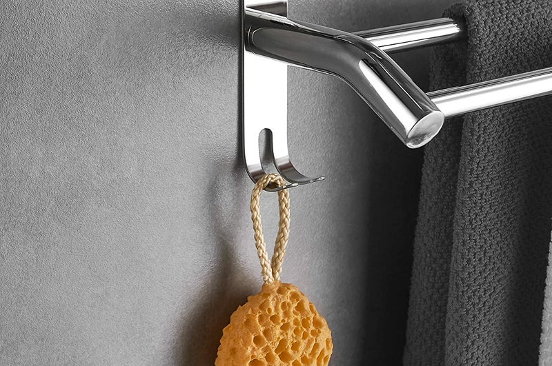 GLOXY ENTERPRISE Stainless Steel Single Layer Shelf with Bathroom Towel Stand Versatile Bathroom Organiser Bathroom Rack to Keep Towels Dry and Bathroom Items Stored Size 15X5X10 inSilver - Image 3