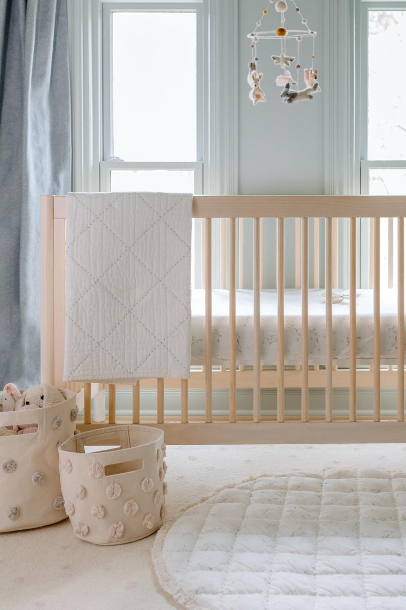 PEHR Pom Pom Basket, Pint (Blush) | 100% Cotton Canvas Storage for Nursery, Playroom & Home | Decorative Organizer | 10â€D x 9â€H - Image 3