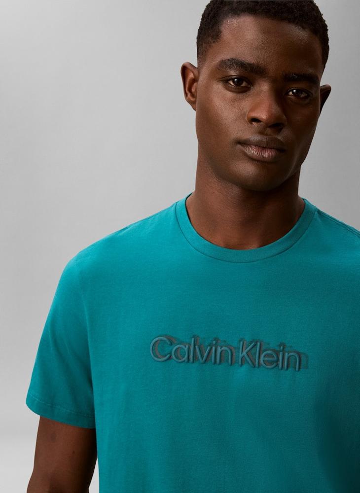 CALVIN KLEIN Textured Graphic Logo T-Shirt - Image 3