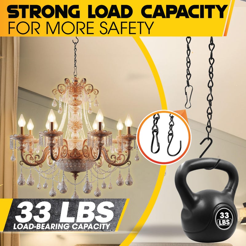 PAMAZY [Upgraded] 79â€ Black Electroplated Steel Hanging Chain with S-Hooks, Snap Hooks, Ceiling Hooks & Pliers, 33LBS Load Capacity, Adjustable Length for Hanging Bird Feeders, Planters, Lanterns, Billboards - Image 3